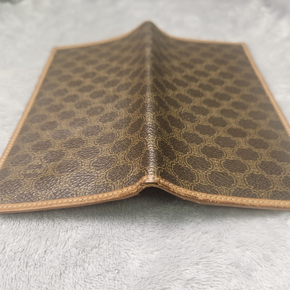 Celine Macadam Triomphe Women's Brown Leather Bifold Long Wallet Authentic - Picture 7 of 12